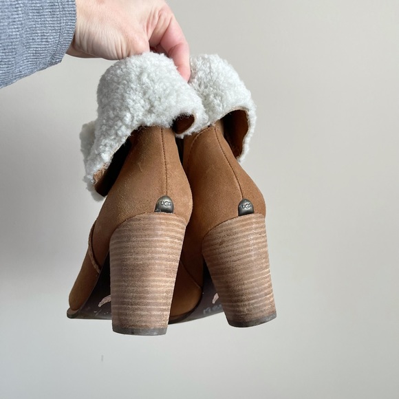 UGG Suade Sherpa Lined Heeled Booties - Picture 6 of 7